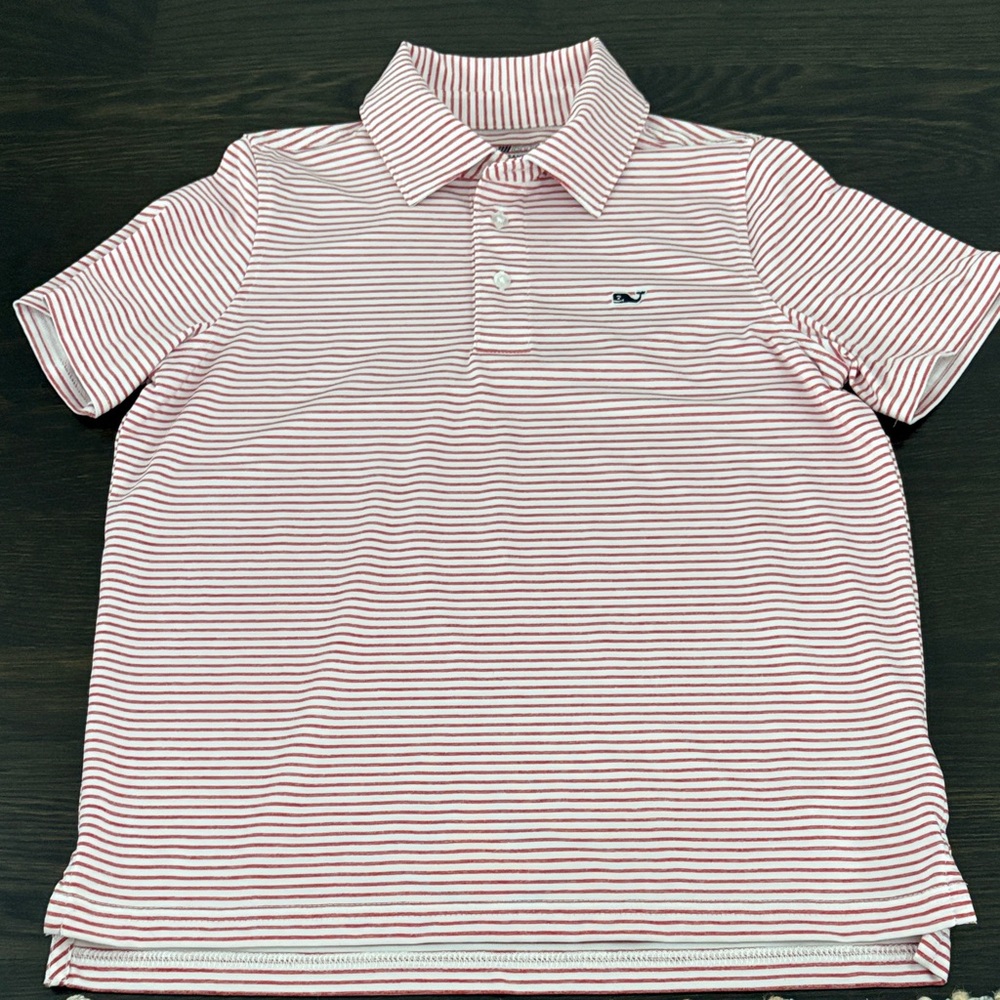 Vineyard Vines Boys Red and White Striped On-The-Go Sankaty Polo